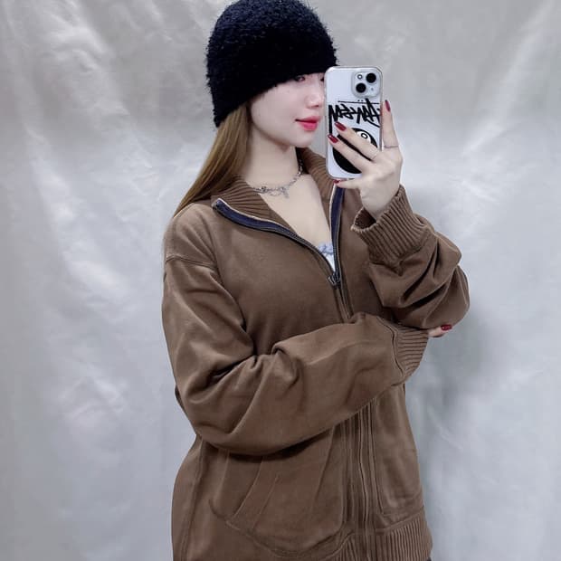 폴로 진스 컴퍼니 브라운 니트집업 