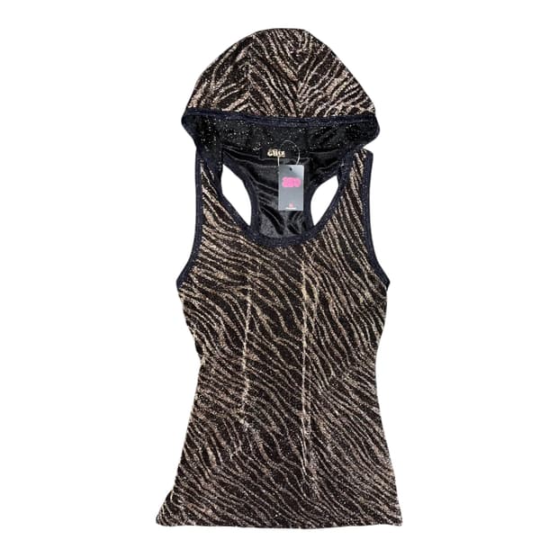 Glitz 글리츠 글리터 지브라 후드 나시 갸루y2k