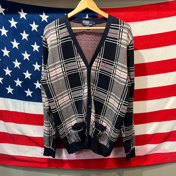 폴로 랄프로렌 타탄체크 가디건