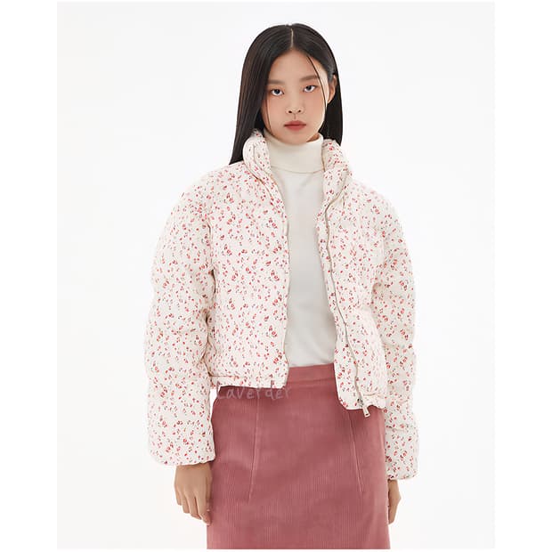 LAP 랩 꽃무늬 크롭 숏패딩 푸퍼자켓