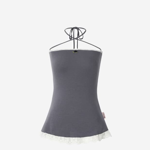뉴얼린 소라 레이스 튜브탑 슬리브리스 챠콜