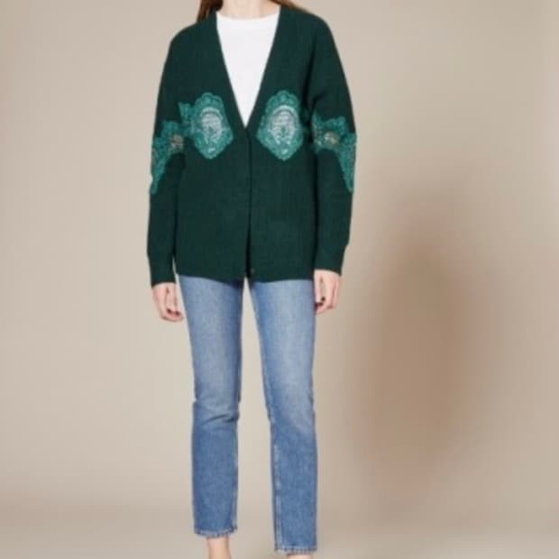 산드로 오버핏 레이스 가디건