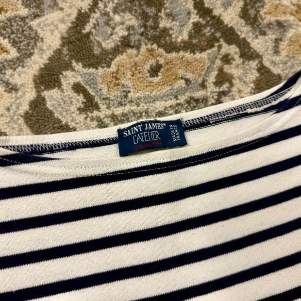 [세인트제임스] 길도 에크루/마린 (크림 바탕/네이비 배색)