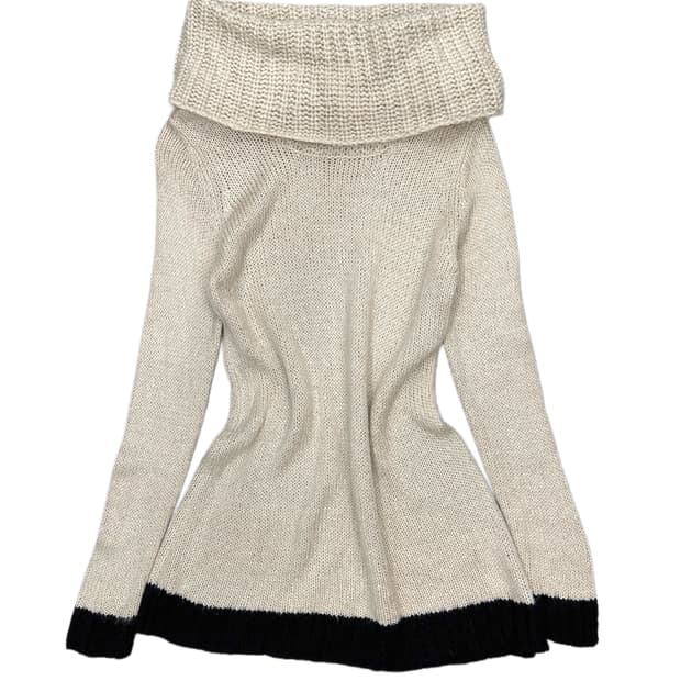 oatmeal off-shoulder knit dress