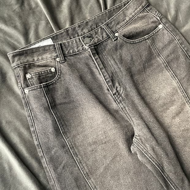 OUR DAYZ 아워데이즈 웨이비 와이드 데님 팬츠 블랙 L