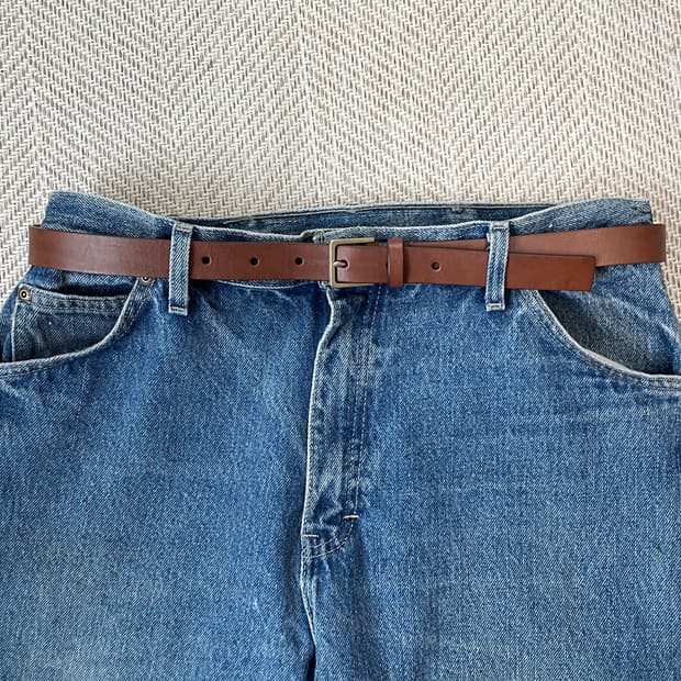 빈티지 브라운 레더 벨트 