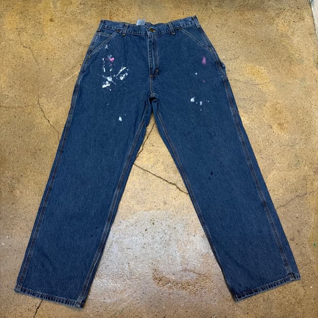 00s USA 빈티지 칼하트 싱글니 더블니 워크 데님팬츠 청바지