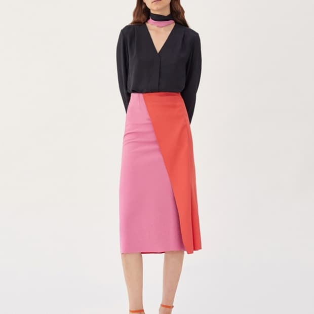 RECTO 렉토 컬러블럭 스커트 M