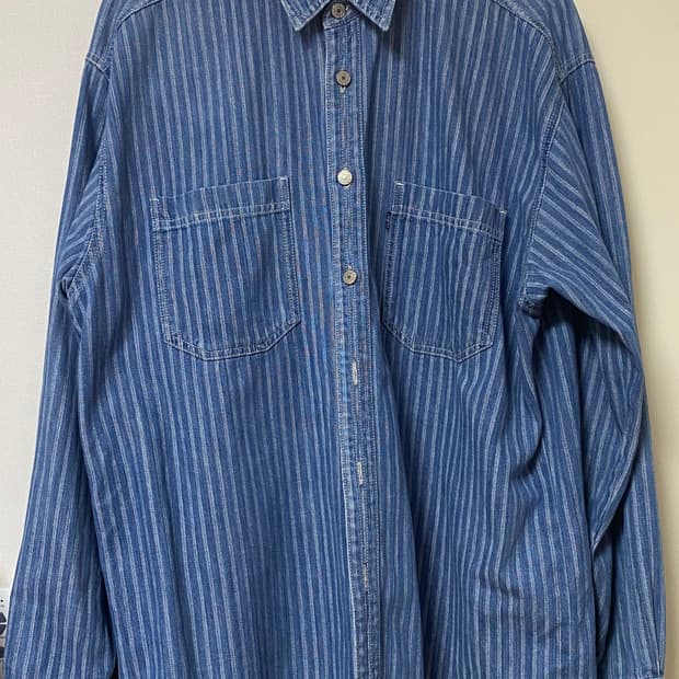 리바이스 90s 빈티지 데님 셔츠 (히코리 스트라이프)