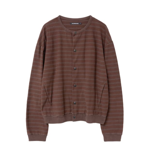 해칭룸 스트라이프 가디건 브라운레드