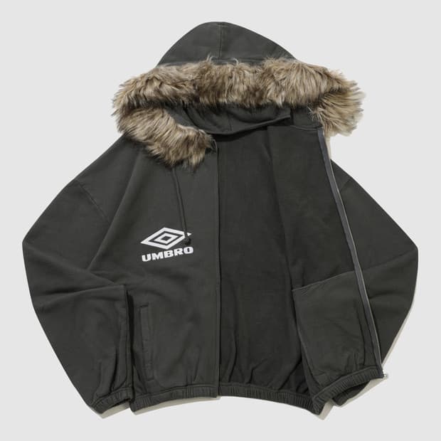 구해요)) 엄브로 X 슬램잼 퍼 마스크 후드 집업 다크 그레이