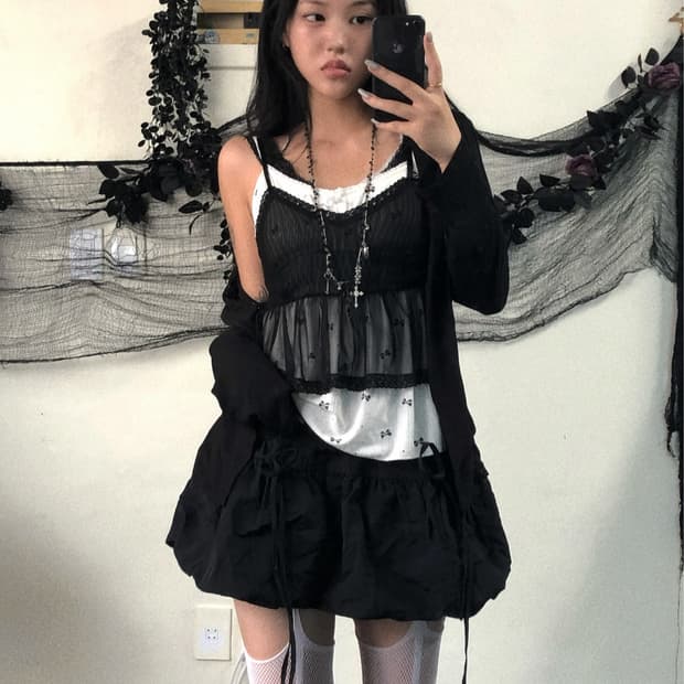 블랙 리본 데일리 레이스 빈티지 세트
