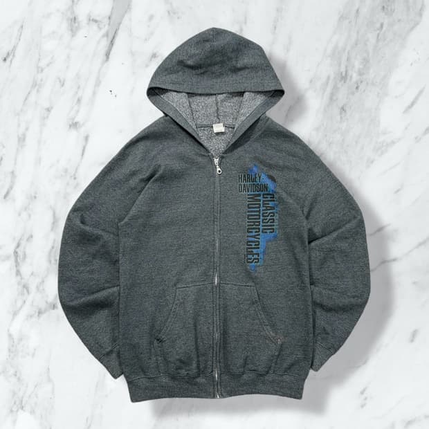 할리 데이비슨 빈티지 클래식 모터사이클 후드집업 