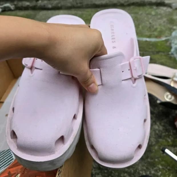 찰스앤키스 핑크 통굽 슬리퍼 키높이 신발 37 [235]