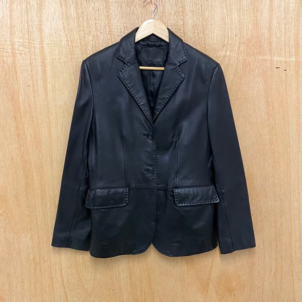 VTG leather blazer jacket 레더 스티치 블레이저