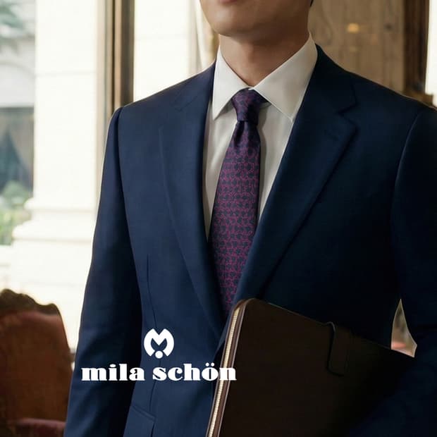 밀라 숀 실크 네이비 패턴 넥타이 8.9cm A등급 k1738