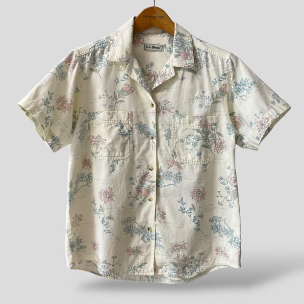 (여성SM)L.L.bean 엘엘빈 오픈카라 반팔셔츠