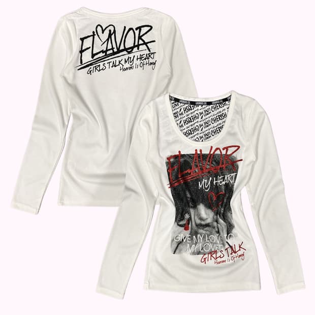y2k girl printing white t-shirt