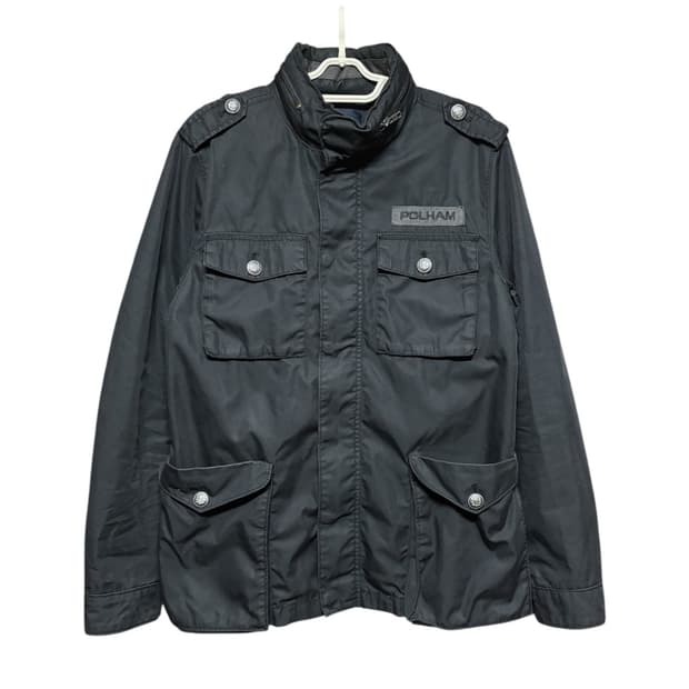 [POLHAM] 빈티지 폴햄 블랙 코튼 메탈 헌팅 자켓 L