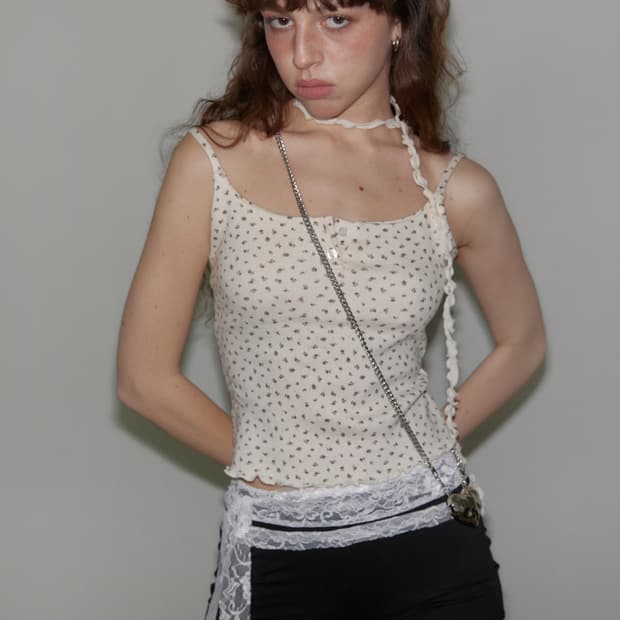 VENECY Floral Scarf Sleeveless Ivory