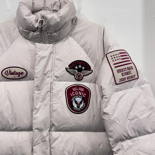 지프 아이코닉 덕다운 빈티지패치 롱패딩