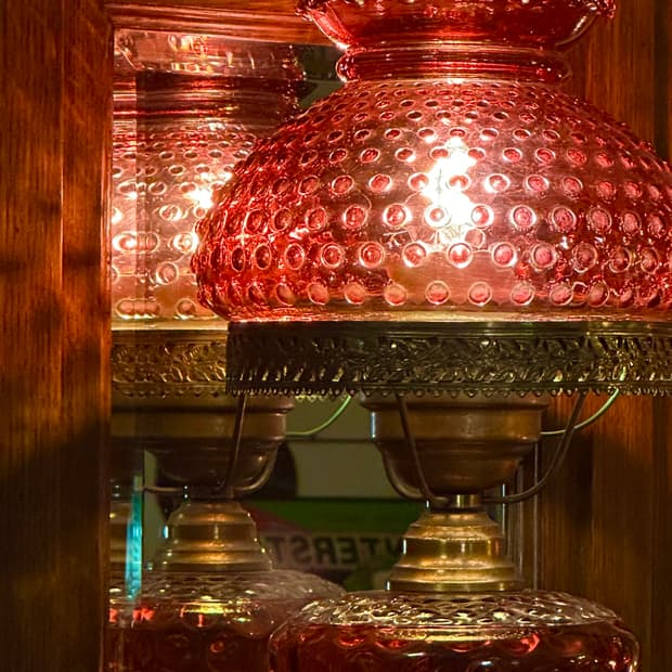 Fenton vintage hobnail glass lamp