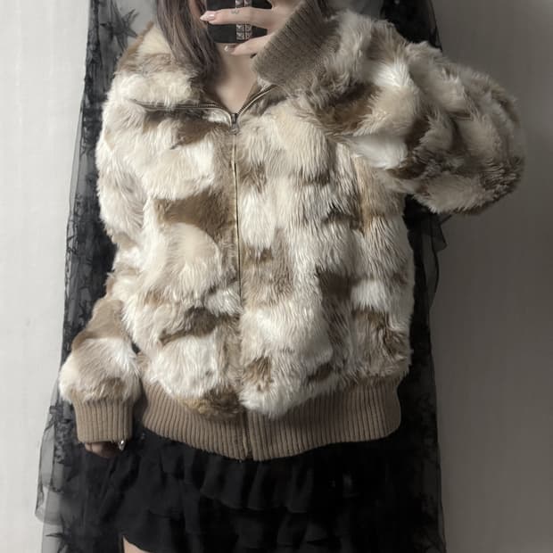 y2k 폭스 퍼 자켓 