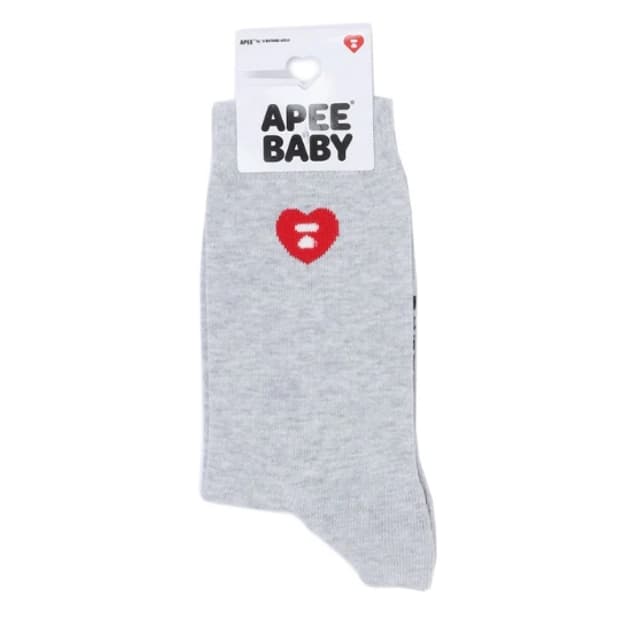 베이프 정품 에이피 라인 하트 엠브로이더리 삭스 양말