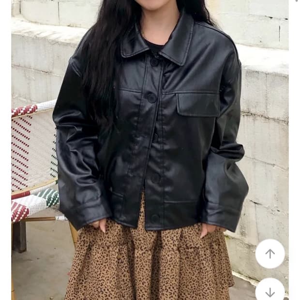 포켓 단추 레더 라이더 자켓