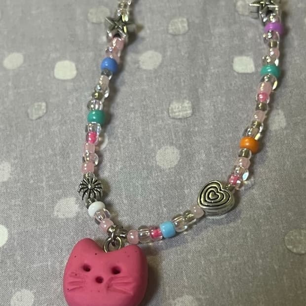 [핸드메이드] 고양이 비즈목걸이