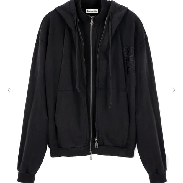 코스트퍼킬로 costperkilo 더블 짚 후디 블랙 후드집업