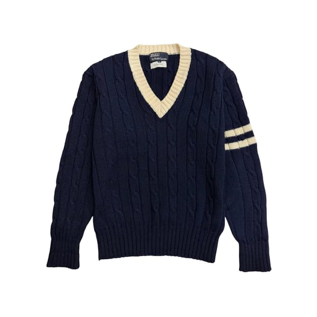 폴로 랄프로렌 일본판 네이비 빈티지 울 크리켓 니트 m