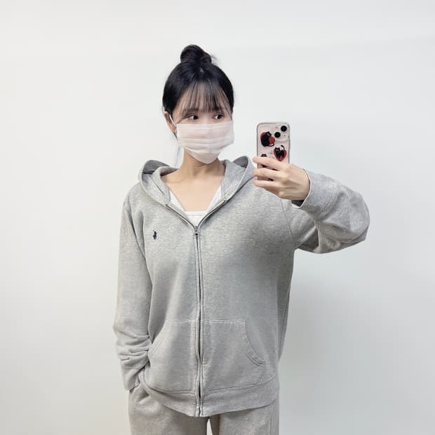 폴로 랄프로렌 포니 로고 후드집업 그레이