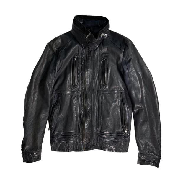 광희시장 하이넥 히든 후드 레더 자켓