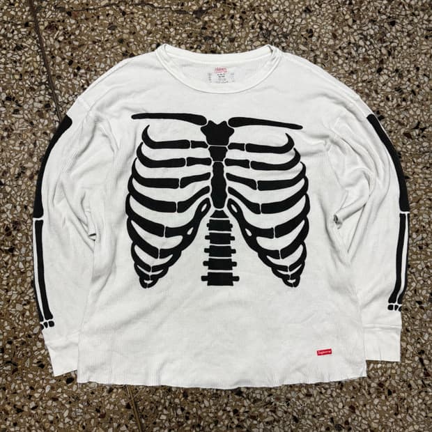 [XL] Supreme X Hanes 스켈레톤 와플 롱 슬리브