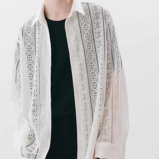 트립르센스 패턴 크로셰 셔츠 화이트 라지