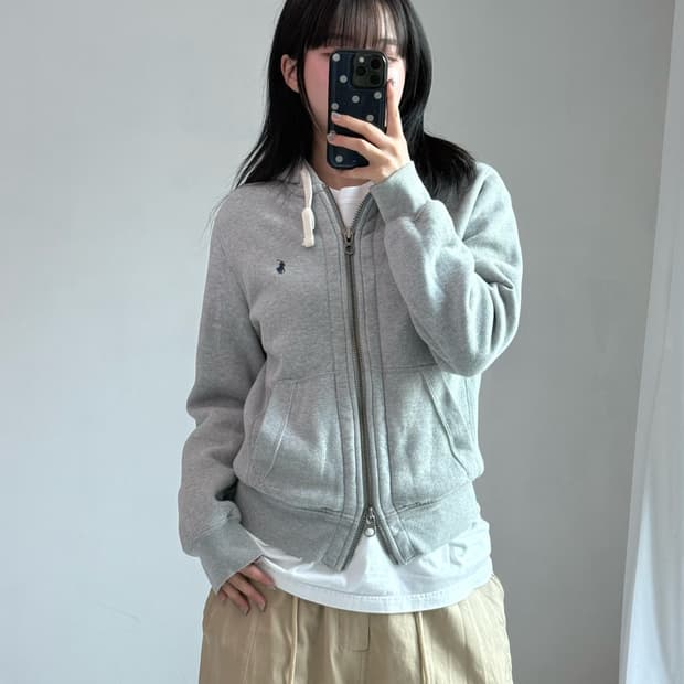 폴로 그레이 투웨이 스웻 후드집업
