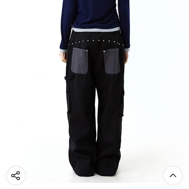 아워세이아워 체크 배색 스터드 카고팬츠 블랙