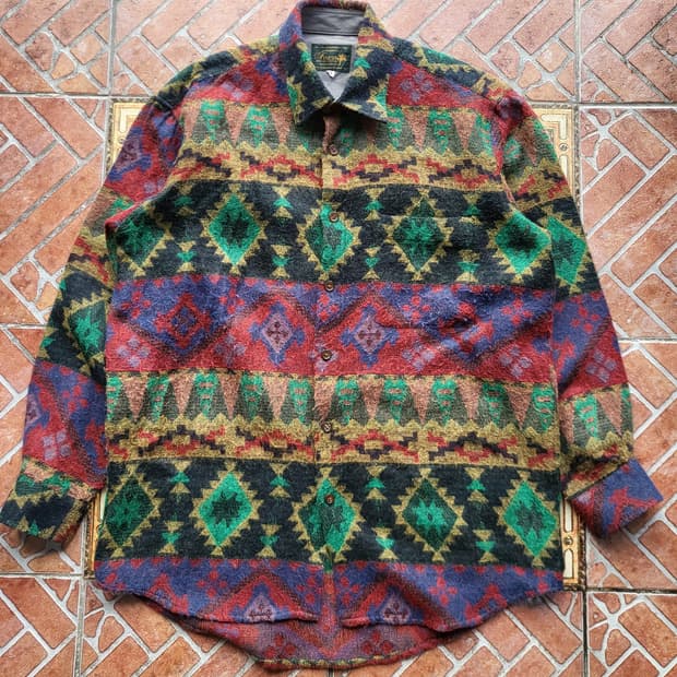 빈티지 나바호 패턴 플란넬 셔츠