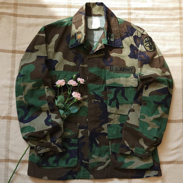 90 년대 미군 오리지널 카모 셔츠자켓 BDU 미디움 숏