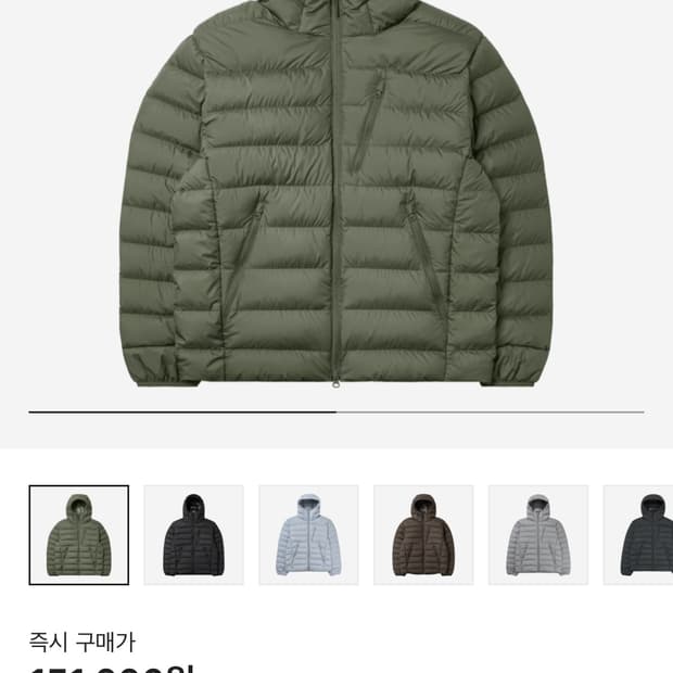 무신사 스탠다드 시티 레저 후드 라이트 다운자켓 카키