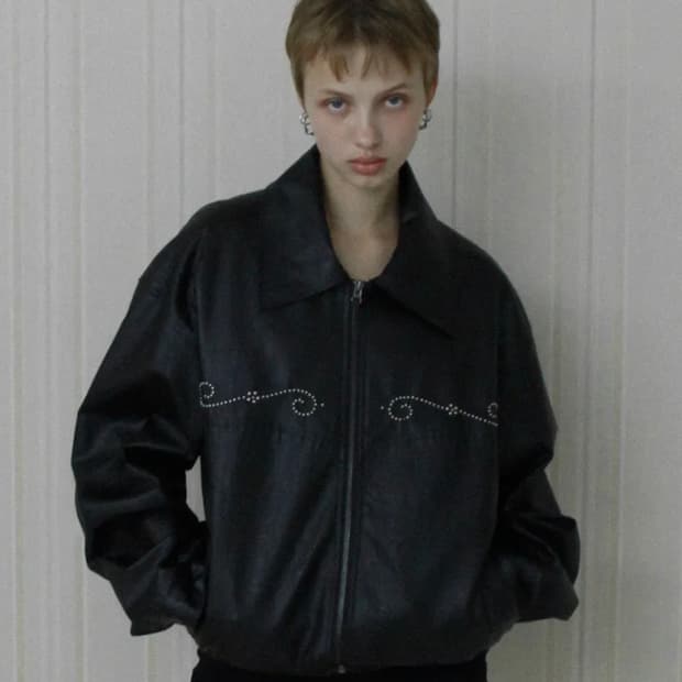 벤에시 스터드 가죽 자켓