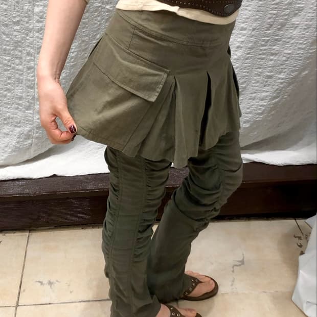 khaki mini skirt pants