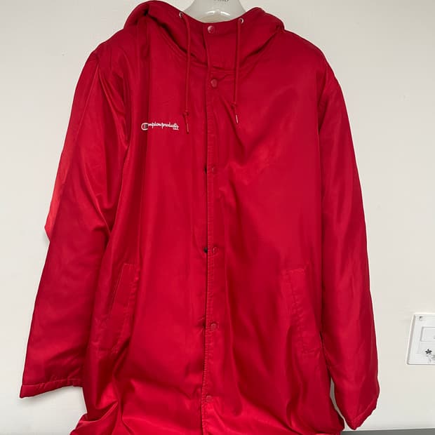 슈프림 x 챔피언 돕바 레드 xl