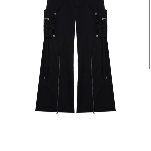 YEEL MULTI-ZIPPER NYLON PANTS BLACK