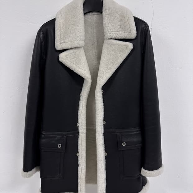 스페인 메리노 무스탕 시어링 하프 코트