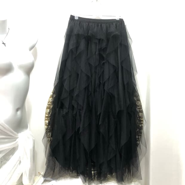 black gothic layered tulle skirt