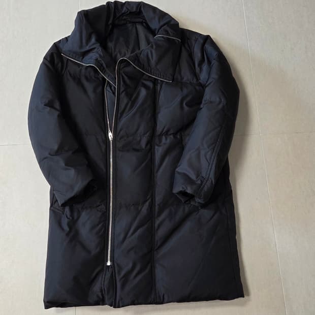 솔리드 옴므 더블 지퍼 하이넥 구스 다운 롱패딩