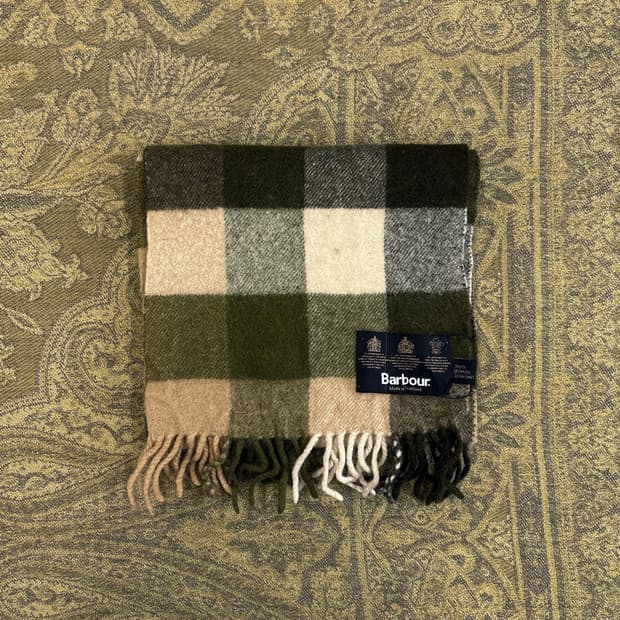 바버 클래식 스코틀랜드 메이드 블록체크 램스울 머플러 N270