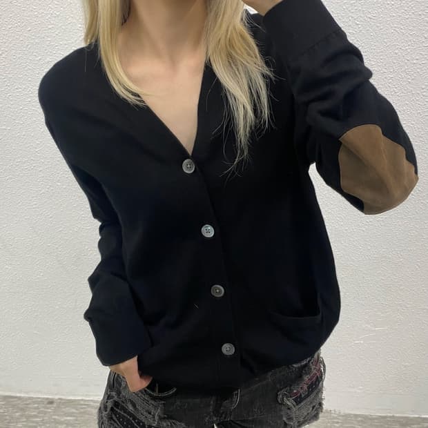 폴로 랄프로렌 메리노울 패치 블랙 가디건 M